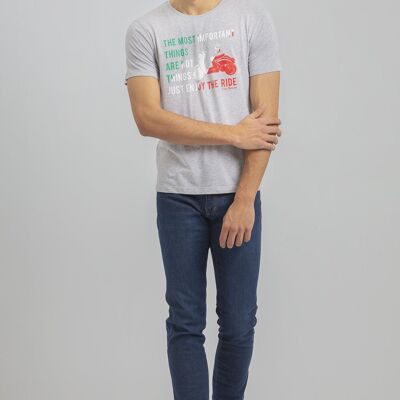 T-shirt moto grigio melange