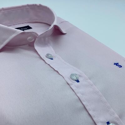 Camisa Microraya Rosa Cuello Italiano