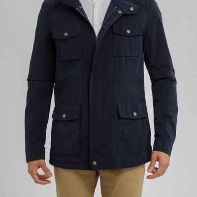 Parka blu navy con 4 tasche
