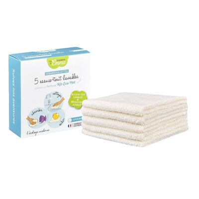 5 Washable towels in Recharge les Tendances d'Emma in organic cotton