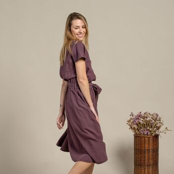 Robe Boutonnée Devant 100% Lin Bio – BRIGIT Shadow Purple 7