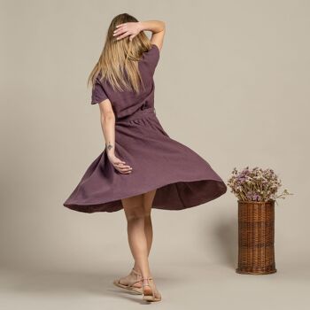 Robe Boutonnée Devant 100% Lin Bio – BRIGIT Shadow Purple 8