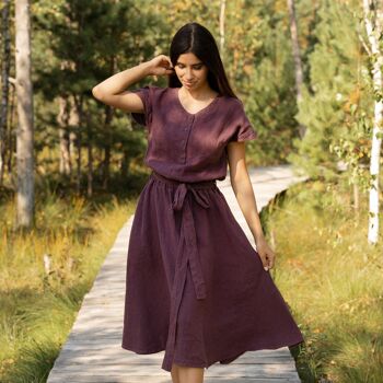 Robe Boutonnée Devant 100% Lin Bio – BRIGIT Shadow Purple 4