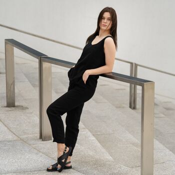 Pantalon Taille Haute 100% Lin Bio – DAKOTA Pure Black 4
