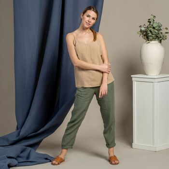 Pantalon Taille Haute 100% Lin Bio – DAKOTA Stone Green 15