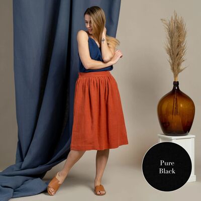 Organic 100% Linen High Waisted Skirt – SOPHIA Pure Black