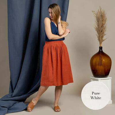 Organic 100% Linen High Waisted Skirt – SOPHIA Pure White