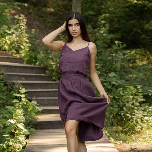 Organic 100% Linen High Waisted Skirt – SOPHIA Shadow Purple