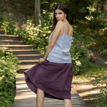 Jupe Taille Haute 100% Lin Bio – SOPHIA Shadow Purple 2