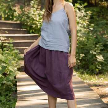 Jupe Taille Haute 100% Lin Bio – SOPHIA Shadow Purple 4