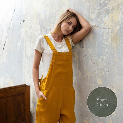 Jumpsuit aus 100% Bio-Leinen – NICCI Steingrün