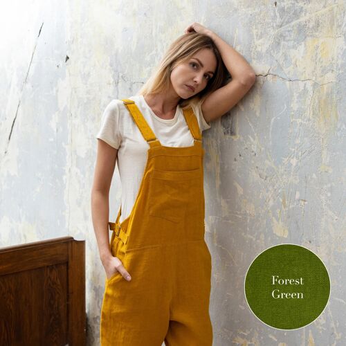 Organic 100% Linen Jumpsuit – NICCI Forest Green