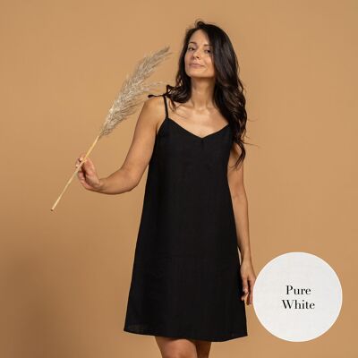 Organic 100% Linen Slip Dress – LIV Pure White