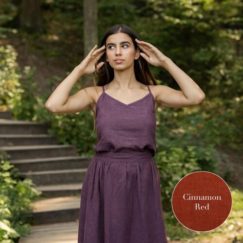 Organic 100% Linen Slip Top Camisole – KIM Cinnamon Red