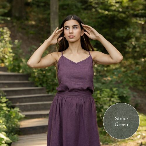 Organic 100% Linen Slip Top Camisole – KIM Stone Green