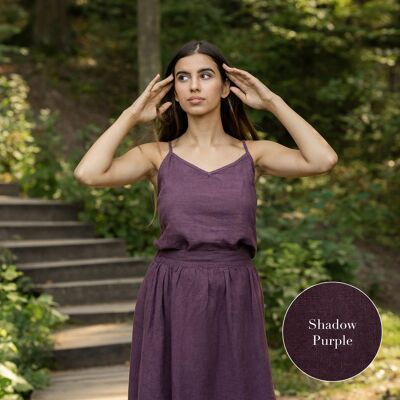 Camisola Slip Top 100% Lino Orgánico – KIM Shadow Purple