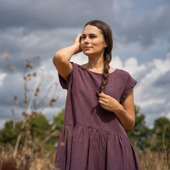 Robe Smockée 100% Lin Bio – CECILIA Jaune Épicé 7