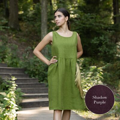 Organic 100% Linen Smock Dress – ELIZA Shadow Purple