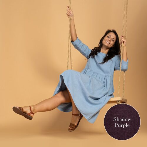 Organic 100% Linen Smock Dress – LUCY Shadow Purple