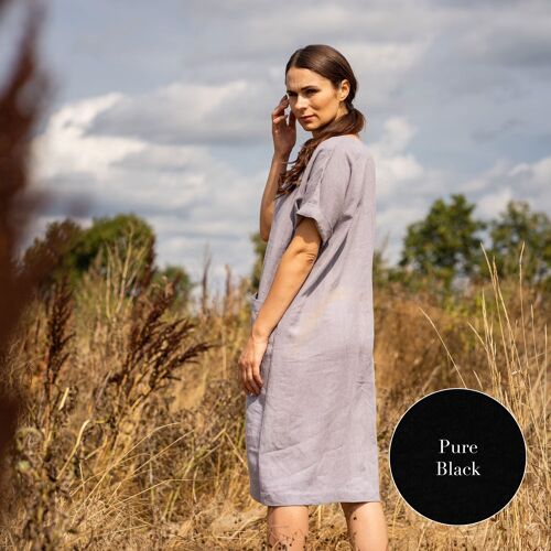 Organic 100% Linen Tunic Dress – IVY Pure Black