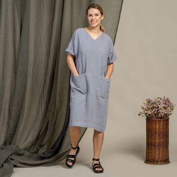 Robe Tunique 100% Lin Bio – IVY Storm Blue 5