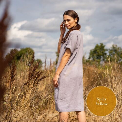 Organic 100% Linen Tunic Dress – IVY Spicy Yellow