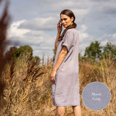 Organic 100% Linen Tunic Dress – IVY Moon Gray