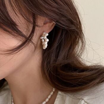 Boucles d'oreilles créoles perlées de perles d'eau douce - Non 2