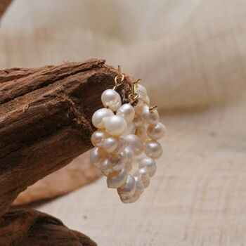 Boucles d'oreilles créoles perlées de perles d'eau douce - Non 3