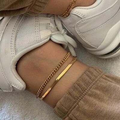 Twin Chain Gold Anklet - No