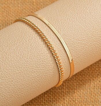 Bracelet de cheville en or à chaîne jumelle - Oui (+£2.50) 3