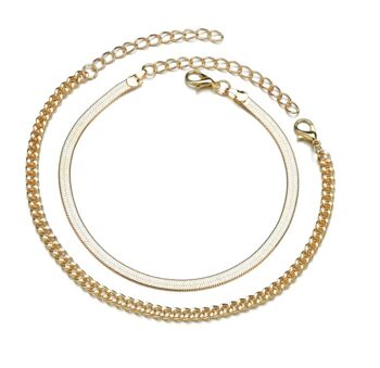 Bracelet de cheville en or à chaîne jumelle - Oui (+£2.50) 6