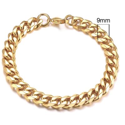Cuban Chain Bracelet (9mm) - Gold - No