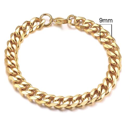 Cuban Chain Bracelet (9mm) - Gold - Yes (+£2.50)