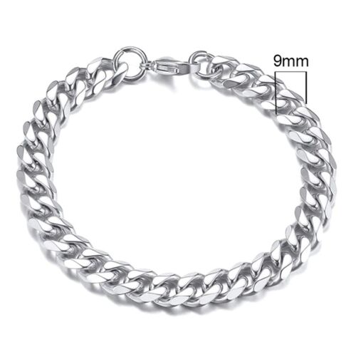 Cuban Chain Bracelet (9mm) - SIlver - No