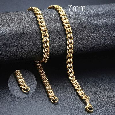 Cuban Chain Necklace (7mm) - Gold - No