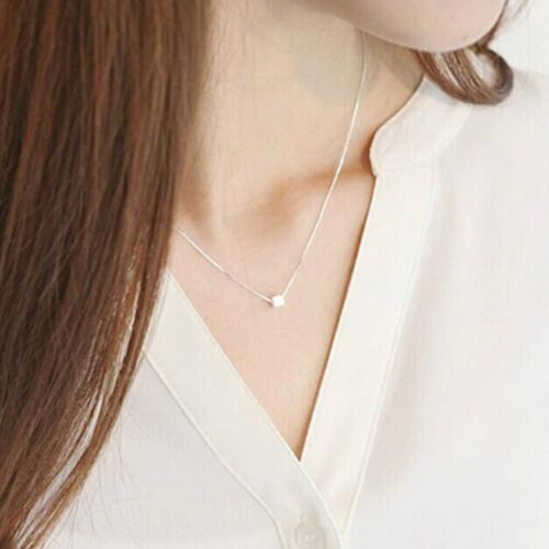 Brushed Sterling Silver Cube Necklace - No - Yes (+£19.99)