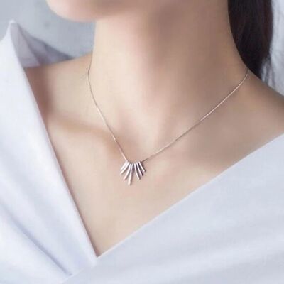 Sterling Silver Fan Necklace - No