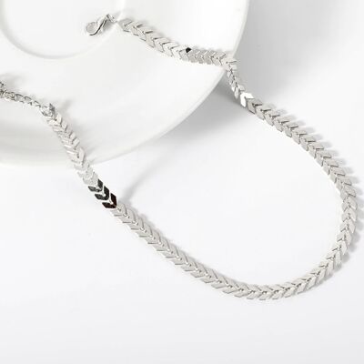 Halsband mit Fischgrätenmuster – Silber – Ja (+2,50 £)
