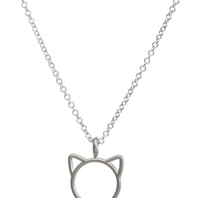 Collar con colgante de gato - Plata - Sí (+£2.50)