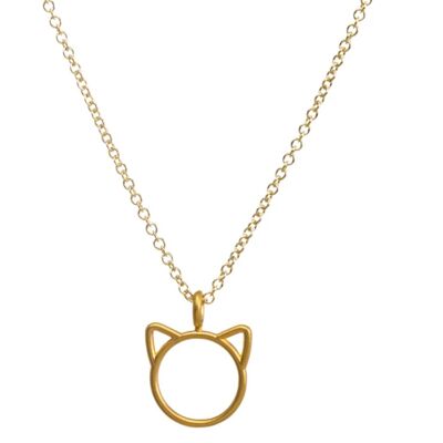 Cat Pendant Necklace - Gold - No