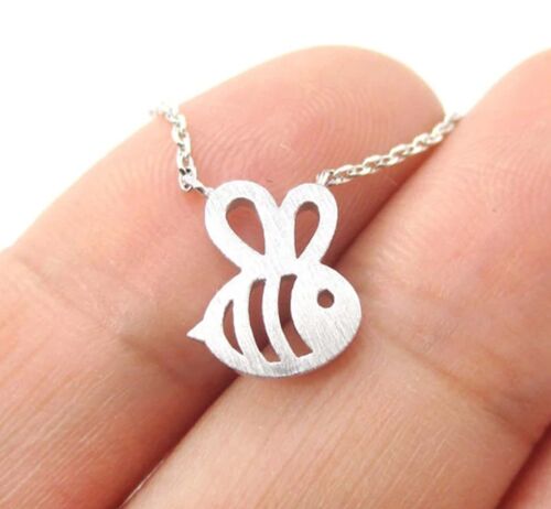 Bumble Bee Pendant Necklace - Silver - No