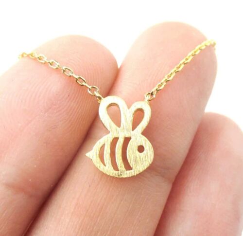 Bumble Bee Pendant Necklace - Gold - No