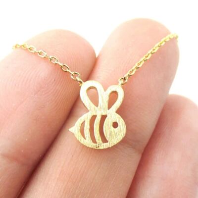Bumble Bee Pendant Necklace - Gold - No