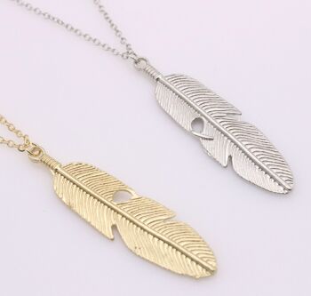 Collier Pendant Plume - Or - Non 3