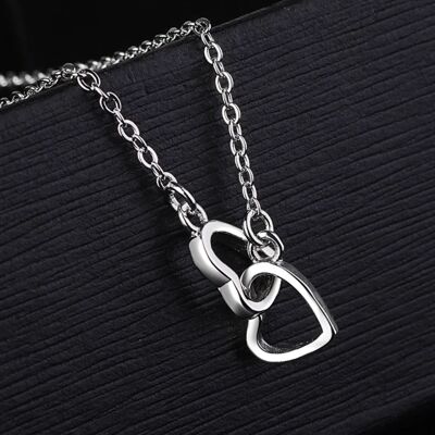Sterling Silver Interlocking Heart Necklace - Yes (+£2.50)