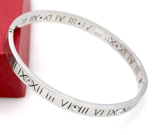 Crystal Numeral Bangle (18kt Gold Plated) - Silver - Yes (+£2.50)