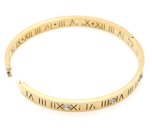 Crystal Numeral Bangle (18kt Gold Plated) - Gold (18kt Gold Plated) - No