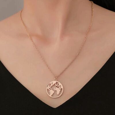 Collana con ciondolo Pianeta Terra - Oro rosa - Sì (+£ 2,50)