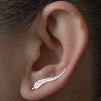 Leaf Cuff Earrings - No - Silver